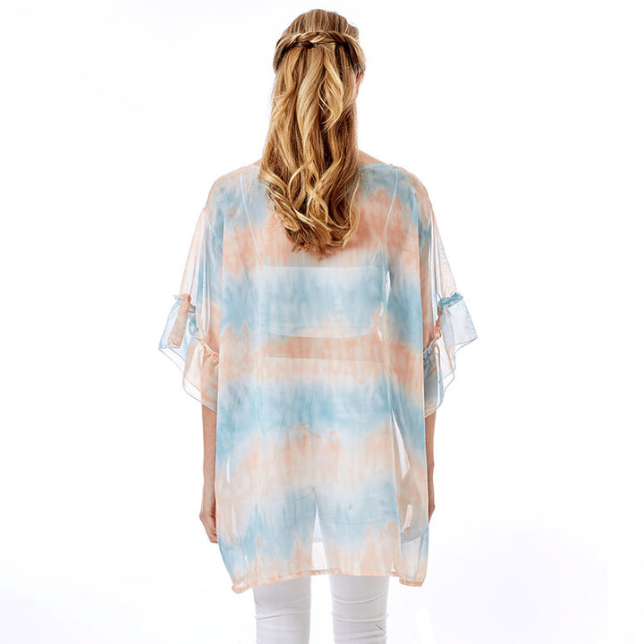 Blue Tie Dye Cover Up Poncho, When you're not feeling your outfit, it's easy than you think to change it up with this trendy classic poncho. This cover up drapes over your favorite tanks, tees, and more for added flair, and the Tie Dye print add playful movement to your look.