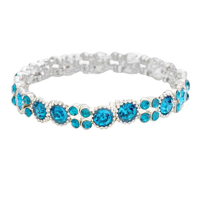 Blue Zircon Bubbly Crystal Round Evening Bracelet, Crystal bubbly Stunning Evening bracelet is sure to get you noticed, adds a gorgeous glow to any outfit. perfect for a night out on the town or a black tie party, ideal for Special Occasion, Prom or an Evening out. Awesome gift for birthday, Anniversary, Valentine’s Day or any special occasion, Thank you Gift.