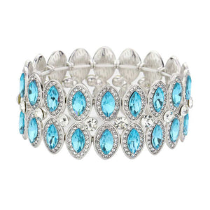 Blue Zicron Marquise Stone Accented Stretch Evening Bracelet. Get ready with these Stretch evening Bracelet, put on a pop of color to complete your ensemble. Perfect for adding just the right amount of shimmer & shine and a touch of class to special events. Perfect Birthday Gift, Anniversary Gift, Mother's Day Gift, Graduation Gift.