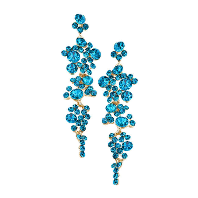 Blue Zircon Pearl Crystal Rhinestone Vine Drop Evening Earrings. Get ready with these bright earrings, put on a pop of color to complete your ensemble. Perfect for adding just the right amount of shimmer & shine and a touch of class to special events. Perfect Birthday Gift, Anniversary Gift, Mother's Day Gift, Graduation Gift.