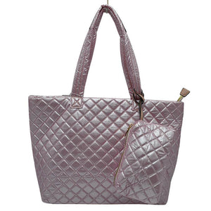 Blush 2 N 1 Large Quilted Zipper Tote With Pouch, has plenty of room to carry all your handy items with ease. It also comes with a removable insert bag that doubles as lining to the bag or can be removed and worn as a shoulder bag. Great for different activities including quick getaways, long weekends, picnics, beach, or even going to the gym! Easy to carry with you in your hands or around your shoulders. This 2 in 1 tote bag is just what the boss lady needs! Stay comfortable.