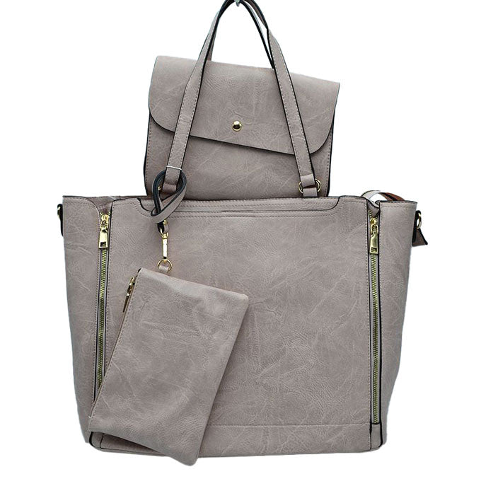 Blush 3 in 1 Side Zipper Women's Handbag set. Ideal for parties, events, holidays, pair these handbags with any ensemble for a polished look. Versatile enough for using straight through the week, perfect for carrying around all-day. Great Birthday Gift, Anniversary Gift, Mother's Day Gift, Graduation Gift, Valentine's Day Gift. Wear as a crossbody, shoulder bag, or hand carry for your favorite look. 