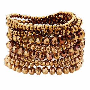 Bronze 9PCS Faceted Bead Stretch Bracelets, is a timeless treasure, coordinate this 9 pieces Beaded  bracelet with any ensemble from business casual to everyday wear. Beautiful faceted Beads which are a perfect way to add pop of color and accent your style. Adds a touch of nature-inspired beauty to your look. Make your close one feel special by giving this faceted bracelet as a gift and expressing your love for your loved one on special day.