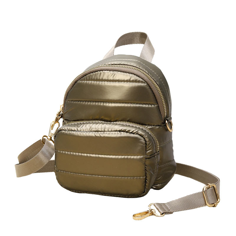 bronze mini backpack Solid Puffer Mini Backpack Bag