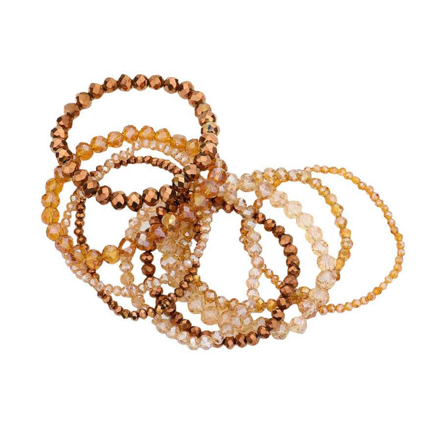 Brown 9PCS Faceted Bead Stretch Bracelets, a timeless treasure, coordinate this 9 pieces Beaded  bracelet with any ensemble from business casual to everyday wear. Beautiful faceted Beads which are a perfect way to add pop of color and accent your style. Adds a touch of nature-inspired beauty to your look. Make your close one feel special by giving this faceted bracelet as a gift and expressing your love for your loved one on special day.