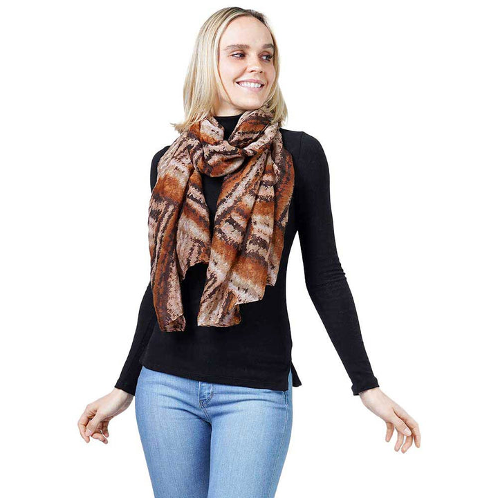 Brown Abstract Print Scarf, beautifully printed design makes your beauty more enriched. Great to wear daily in the cold winter to protect you against the chill. It amplifies the glamour with a plush material that feels amazing snuggled up against your cheeks. This scarf is a versatile choice that can be worn in many ways. Perfect Gift for Wife, Mom, and your beloved ones on their Birthdays or any other occasions. Perfect for wear at Holidays, Christmas, Anniversary, Fun Night Out, etc.