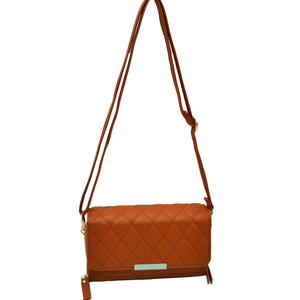 Brown Beautiful Minimalist PU Lather Quilted Flap Bag, This cross-body bag is a stylish day-to-night accessory. It's a simple but eye-catching accessory to enrich your look with any outfit. The outer is adorned with quilting and stamped with branded hardware and you'll find a roomy compartment inside complete with a zipped pocket. Versatile enough for wearing straight through the week, perfectly lightweight to carry around all day.