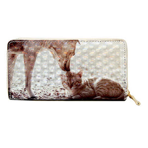 Brown Cat And Dog 3D Hologram Wallet. This women cute animal themed wallets are very eye-catching, featured with hottest hologram reflection design. Designed to hold coins, cards, cash, money, ID card and so on. A perfect birthday, party, Christmas, Halloween, Thanksgiving, new year or winter holiday gifts to your Loving One.