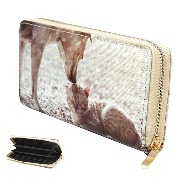 Brown Cat And Dog 3D Hologram Wallet. This women cute animal themed wallets are very eye-catching, featured with hottest hologram reflection design. Designed to hold coins, cards, cash, money, ID card and so on. A perfect birthday, party, Christmas, Halloween, Thanksgiving, new year or winter holiday gifts to your Loving One.