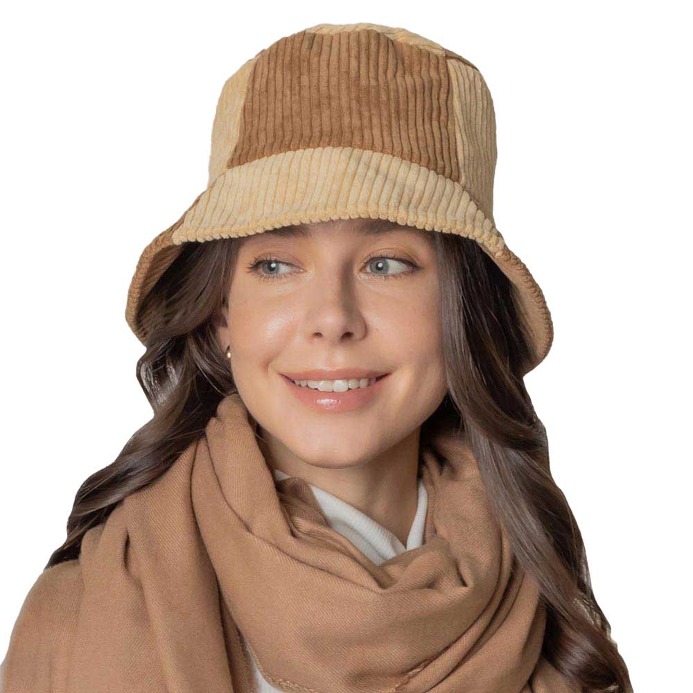 Brown Colorblock Corduroy Bucket Hat, show your trendy side with this floral corduroy bucket hat. adds a great accent to your wardrobe, This elegant, timeless & classic Bucket Hat looks fashionable. Perfect for that bad hair day, or simply casual everyday wear; Great gift for that fashionable on-trend friend. Perfect for both casual daily and outdoor activities, such as fishing, hunting, hiking, camping and beach.