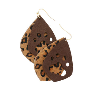 Brown Cut Out Paw Leopard Patterned Leather Dangle Earrings, fun handcrafted jewelry that fits your lifestyle, adding a pop of pretty color. Enhance your attire with these vibrant artisanal earrings to show off your fun trendsetting style. Great choice to treat yourself , these animal leopard themed earrings are super lightweight. Eye-catching earrings, get ready to attract some attention! perfect for Holiday gift, Anniversary gift, Birthday gift, Valentine's Day, gift for your loved one or for yourself!