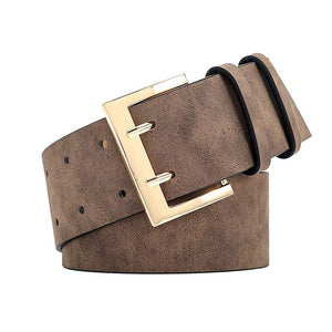 Brown Double Hook Solid Faux Leather Belt, is a great belt with excellent durable Faux leather for ladies. The belt buckle is made from solid metal. Quality leather feels comfortable. It also looks fashionable with casual outfits. This double hook solid leather belt is a good match for a blouse, dress, skirt, jeans, or sweater. Can use it as formal or casual yet classic. It is super easy to use & keeps the full design!