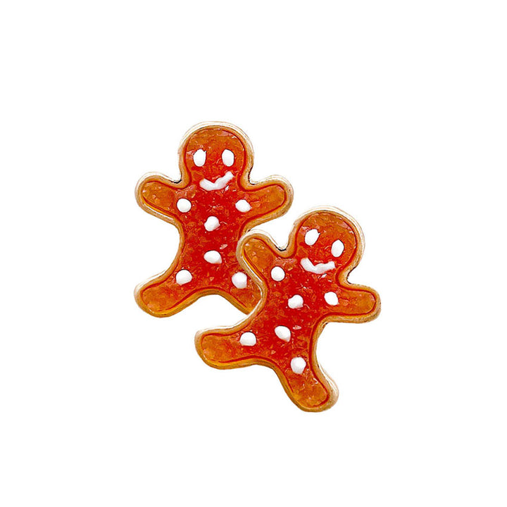 Brown Druzy Gingerbread Man Stud Earrings, Fun & trendy, these Christmas themed stud earrings will accent your look.  Coordinate these earrings with any ensemble. Lightweight and comfortable for wearing all through the week. Ideal for Halloween parties, Christmas, cosplay, costume party, display, birthday, events, holidays. Perfect Birthday Gift, Valentine's Day Gift, Anniversary Gift, Mother's Day Gift, Thank you Gift.