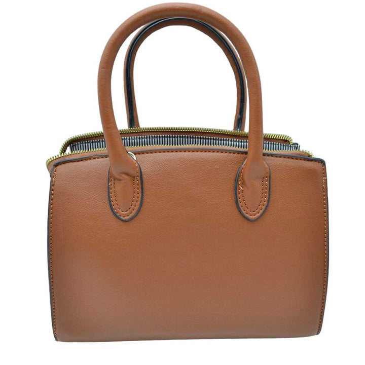 Brown Elegant 2 In 1 Women's Medium Top Handle Satchel Totes Handbag with Wallet, 2 in 1 satchel handbag with matching wallet, is perfect to accompany you to work or go shopping. With this top handle, you can wear the bag elegantly on the shoulder. The large main compartment gives a lot of storage space, so you can place all purchases but also valuables and documents in it. The fashionable pattern of the shoulder bag also go well with chic business looks as well as casual everyday styling. 