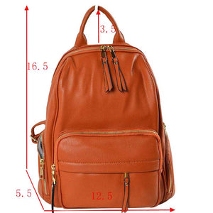 Brown Elegant Soft PU Leather Bag Casual Shoulder Women's Backpack, These backpack purse is made of soft, waterproof and durable PU Leather, which can keep this fashion women backpack clean, dry and comfortable. Elegant PU Leather as an eye-contacting element, gives you confidence with this lady backpack purse. This casual women backpack features- one big zipper pocket and outside section keeps two zipper pockets for cosmetic or glasses case and also have two side zipper pockets.
