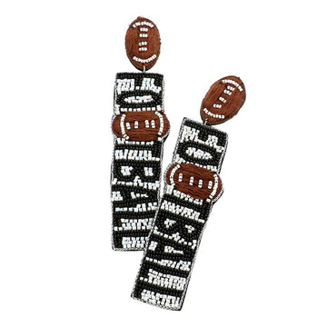 Brown FOOTBALL Beaded Message Dangle Earrings, These sports theme earrings show your love for the game when accessorizing your Game Day look with these uniquely beaded football dangle earrings! Dress up with your team cloth, tank, t-shirt, or any other outfit, You‚Äö√Ñ√¥ll get plenty of compliments on these fun and pretty earrings!