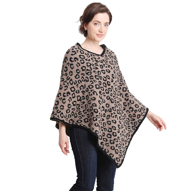 Brown Fall Winter One Size Leopard Patterned Poncho, the perfect accessory, luxurious, trendy, super soft chic capelet, keeps you warm and toasty. You can throw it on over so many pieces elevating any casual outfit! Perfect Gift for Wife, Mom, Birthday, Holiday, Christmas, Anniversary, Fun Night Out