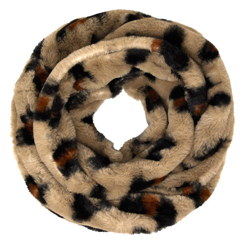 Cozy Plush Faux Fur Brown Leopard Infinity Scarf Faux Fur Scarf Endless Loop, keeps you warm and toasty while being trendy. Birthday Gift, Christmas Gift, Regalo Navidad, Regalo Cumpleanos, Anniversary Gift, Valentines day gift. regalo dia del amor