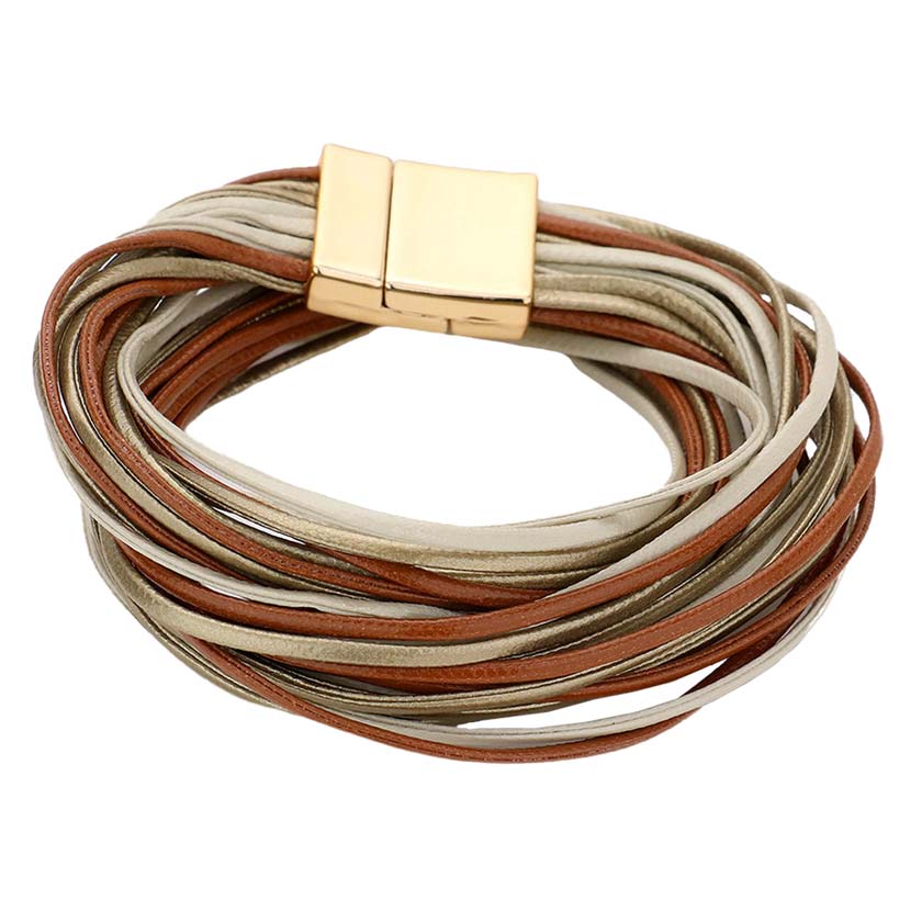 Brown Faux Leather Wrap Bracelet, amps up your outlook in a stylish way with the ultimate confidence. Get ready with this Magnetic Bracelet to receive compliments. Put on a pop of color to complete your ensemble. Perfect for adding just the right amount of shimmer & shine and a touch of class to your outfit. Perfect Birthday Gift, Anniversary Gift, Mother's Day Gift, Graduation Gift.