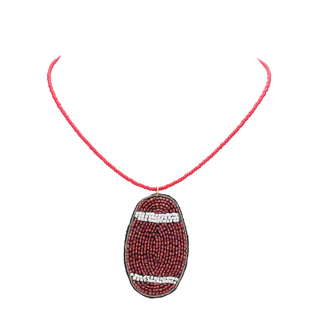 Brown Felt Back Beaded Football Pendant Necklace, this beautiful Ball & Sports-themed pendant necklace is the ultimate representation of your class & beauty. Also, if you like Sports, then this is perfect for you. You can use it on any football game day. Perfect gift for any sports event.