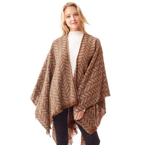 Brown Leaf Patterned Soft Poncho, is the perfect accessory for comfort, luxury, and trendiness. You can throw it on over so many pieces elevating any casual outfit! Awesome color variety and eye-catching look will enrich your luxe and glamour to a greater extent. Will surely be one of your favorite accessories. Perfect Gift for Wife, Mom, Birthday, Holiday, Christmas, Anniversary, Fun Night Out. Stay awesome with this beautiful poncho!