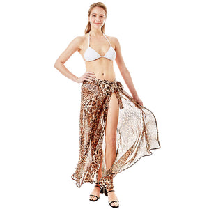 Brown Leopard Beach Wrap Skirt, Accent your beauty with this breathable and comfortable, sexy, and cool beach wrap skirt. It's very lightweight and easy to wear and carry. Maxi length cut, side slit design, and brightly colored, make you more beautiful and attractive. Stay beautiful & confident with this beach wrap skirt.