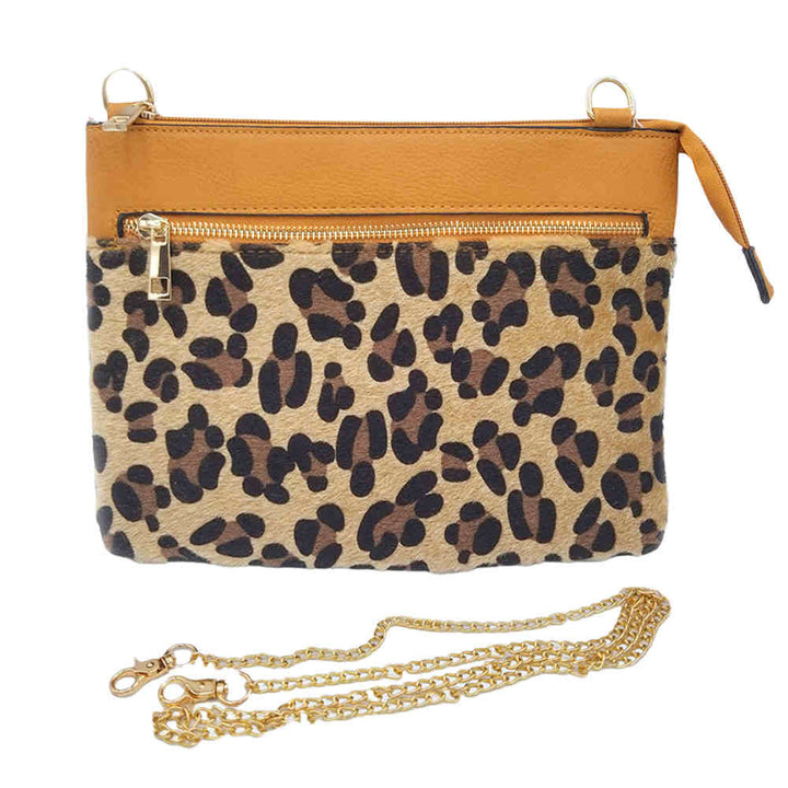 Brown Leopard Patterned Accented Faux Leather Crossbody Bag, look like the ultimate fashionista when carrying this small chic bag, great for when you need something small to carry or drop in your bag, Birthday Gift, Valentine's Day Gift, Anniversary Gift, Love You Gift, Mother's Day Gift, Thank you Gift