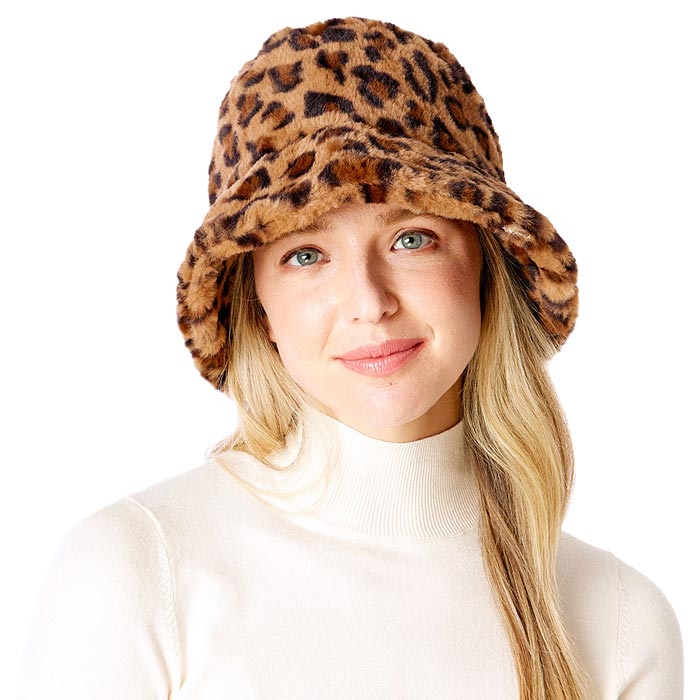 Brown Leopard Patterned Faux Fur Bucket Hat, this Faux Fur leopard patterned bucket hat is nicely designed and a great addition to your attire. Perfect for protecting you from the wind, snow, beach, pool, camping, or any outdoor activities in cold weather. Awesome winter gift accessory! Perfect gift for Birthdays, Christmas, Stocking stuffers, Secret Santa, holidays, anniversaries, Valentine's Day, etc. to your friends, family, or loved ones.