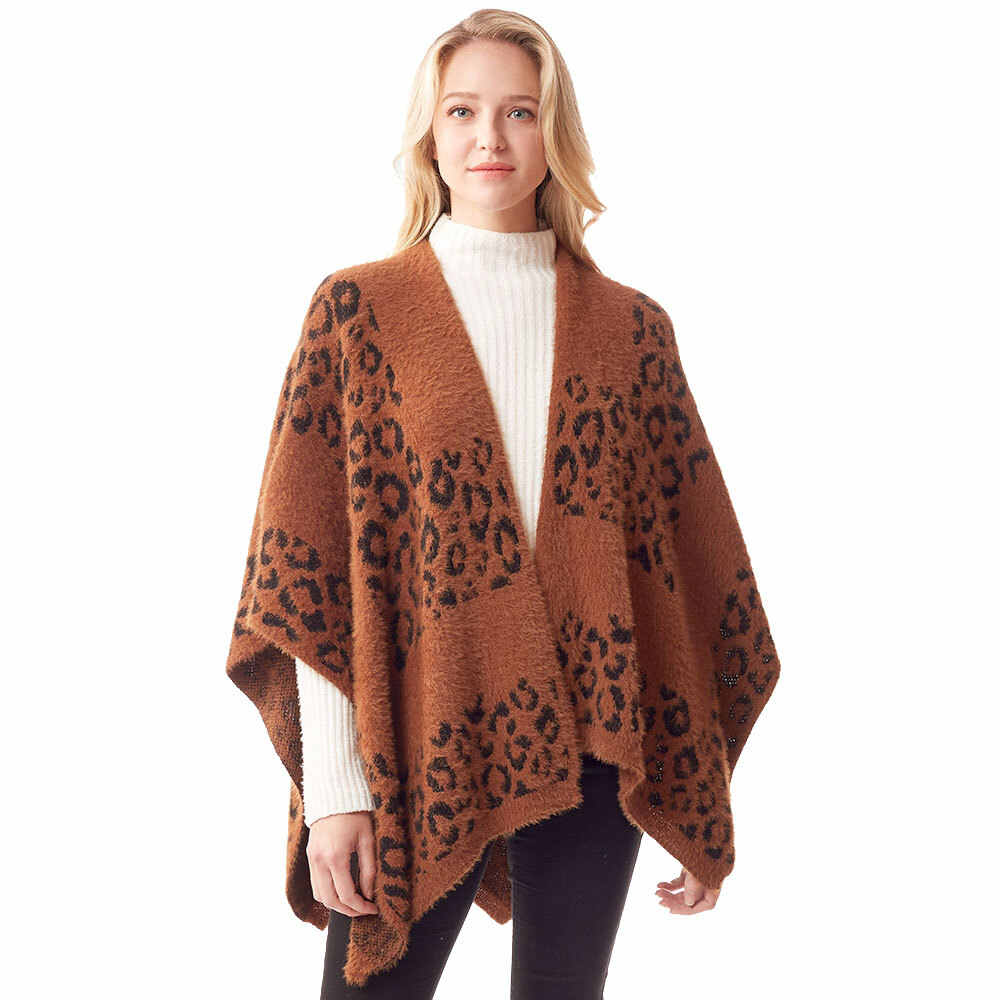 Brown Leopard Patterned Soft Fuzzy Ruana Poncho Soft Leopard Shawl Cape Wrap, are trending and an easy, comfortable, warm option you can easily throw on and look great in any outfit! Perfect Birthday Gift , Christmas Gift , Anniversary Gift, Regalo Navidad, Regalo Cumpleanos, Valentine's Day Gift, Dia del Amor
