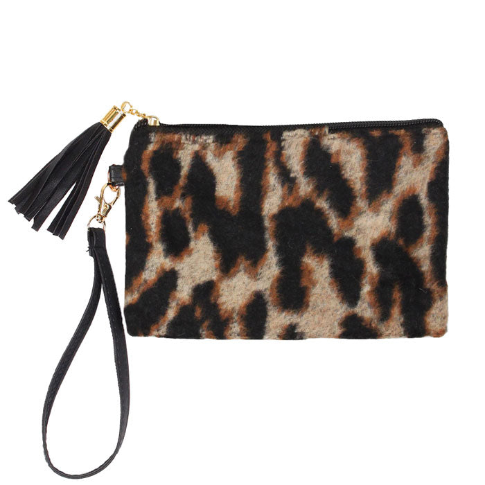 Brown Leopard Patterned Wristlet Pouch Bag. Whether you are out shopping, going to the pool or beach, this animal themed pouch bag is the perfect accessory. Spacious enough for carrying any and all of your belongings and essentials. Perfect Birthday Gift, Anniversary Gift, Just Because Gift, Mother's day Gift, Summer, Sea Life & night out on the beach etc.