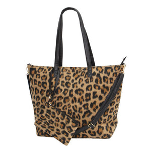 Brown Leopard Weekend Tote Bag With Pouch, comes with a cute and matching wallet. It enriches your gorgeousness and looks stylish. These Leopard themed bag Versatile enough for wearing straight through the week. perfectly lightweight to carry around all day. The best way to carry all of your necessary things altogether. Perfect Birthday Gift, Anniversary Gift, Mother's Day Gift, Graduation Gift, Valentine's Day Gift. Stay trendy with this awesome tote bag.