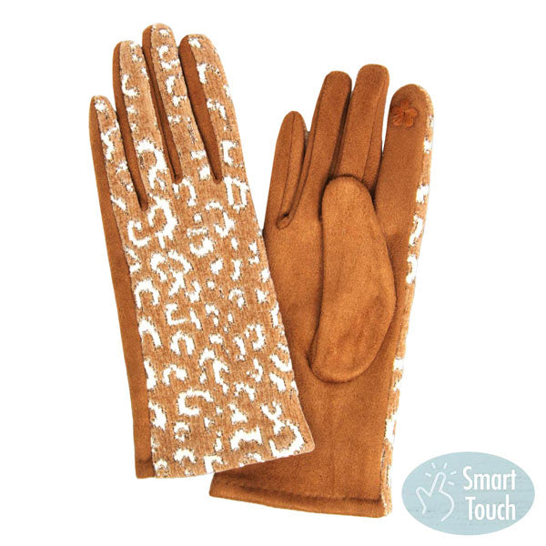 Brown Lurex Leopard Pattern Touch Gloves, present you with luxe and comfortable way. It's great to complete your outfit with absolute trendiness and warmth on winter and cold days. Gives your look so much eye-catching texture with Leopard patterned embellishment, This animal themed gloves will allow you to easily use your electronic devices and touchscreens while keeping your fingers covered, and swiping away!