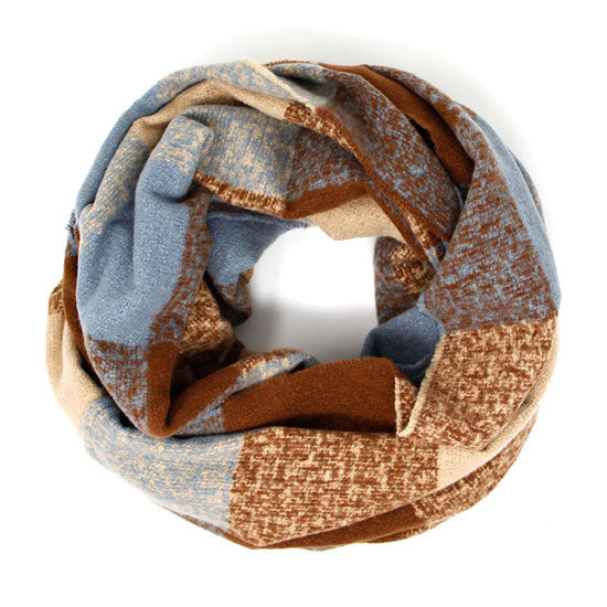 Brown Plaid Boucle Warm Comfy Winter Infinity Scarf. Accent your look with this soft, highly versatile plaid scarf. A rugged staple brings a classic look, adds a pop of color & completes your outfit, keeping you cozy & toasty. Perfect Gift Birthday, Holiday, Christmas, Anniversary, Valentine's Day