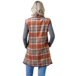 Brown Plaid Check Vest With Pocket, is a lightweight and soft brushed exterior fabric that makes you feel more warm and comfortable this winter and cold days out. A cute and trendy Plaid Vest makes your look absolutely gorgeous. Great for dating, hanging out, daily wear, vacation, travel, shopping, holiday attire, office, work, outwear, fall, spring, or early winter. A perfect gift for Wife, Mom, Birthday, Holiday, Anniversary, or Fun Night Out.