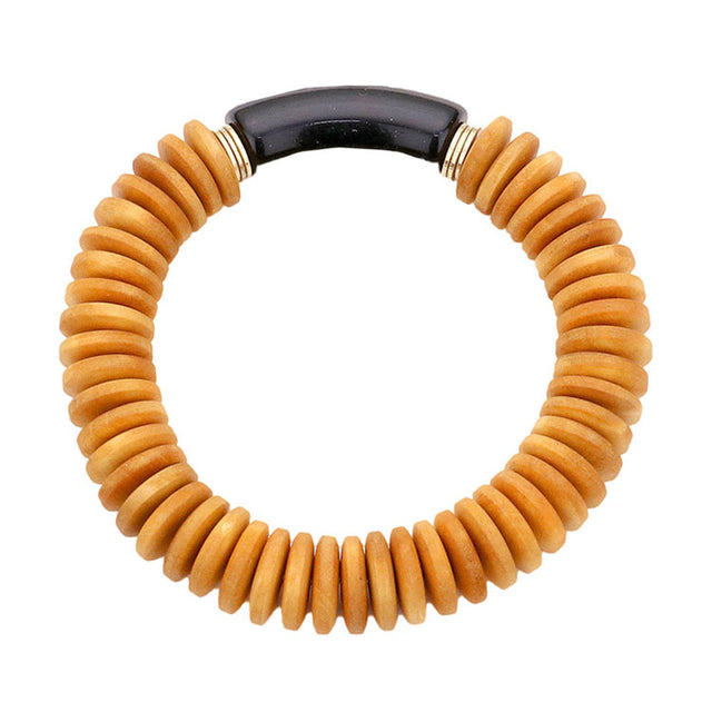 Brown Resin Accented Wood Stretch Bracelet, Get ready with these wood stretch bracelet, put on a pop of color to complete your ensemble. Perfect for adding just the right amount of shimmer & shine and a touch of class to special events. Perfect Birthday Gift, Anniversary Gift, Mother's Day Gift, Graduation Gift.