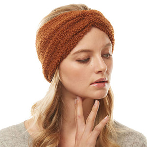 Fluffy Solid Brown Sherpa Fleece Earmuff Brown Sherpa Fleece Headband Ear Warmer, soft & fuzzy ear warmer will shield your ears from cold weather ensuring all day comfort, twisted headband creates a cozy, classic look, specially for those who don't like hats. Perfect Gift Birthday, Holiday, Christmas, Night Out, Walk to Work, etc