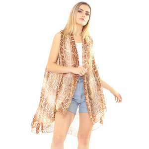 Brown Snake Skin Patterned Vest, the perfect accessory, luxurious, trendy, super soft chic capelet, keeps you warm and toasty. You can throw it on over so many pieces elevating any casual outfit! Perfect Gift for Wife, Mom, Birthday, Holiday, Christmas, Anniversary, Fun Night Out