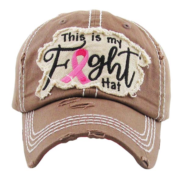 Brown This is my Fight Hat Pink Ribbon Vintage Baseball Cap, Show your trendy side with this lovely Baseball hat. Soft textured, embroidered message with fun statement will become your favorite cap. It is an adorable baseball cap that has a vintage look, giving it that lovely appearance. The vintage cap is perfect for night out, outdoor event, hip hop fashion, halloween costume, shopping, dating, wedding, music festival, evening party, prom, travel, beach, vacations and even for casual business wear.  