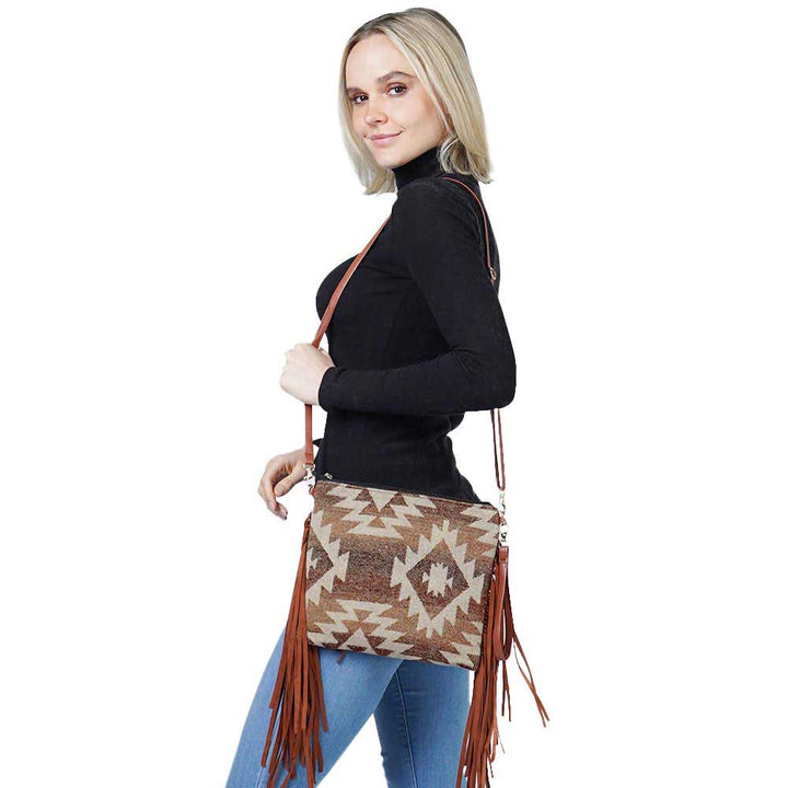 Brown Western Pattern Tassel Crossbody Clutch Bag. This high quality Crossbody Bag is both unique and stylish. Take your look from bland to glam with the bold attitude of this embellished clutch. The size enough to hold essentials like mobile phone, cards, cash, car keys, small wallet, mirror, lipstick and some makeups. perfect to match with your dress or to bring some bling to your outfit. suitable for weekend, wedding, evening party, prom, cocktail various parties, night out or formal occasions and so on.