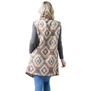 Brown Western Patterned Pocket Vest, is a cute and trendy vest for women. Its unique design and color variation make it beautiful. Great for traveling, layering is best so you can take off or put on easily. Style and comfort will go the same way and will make your days awesome! A beautiful gift for Wife, Mom, Birthday, Holiday, Anniversary, Fun Night Out.