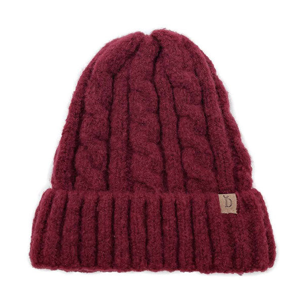 Burgundy Acrylic One Size Cable Knit Cuff Beanie Hat, Before running out the door into the cool air, you’ll want to reach for these toasty beanie to keep your hands warm. Accessorize the fun way with these beanie, it's the autumnal touch you need to finish your outfit in style. Awesome winter gift accessory!