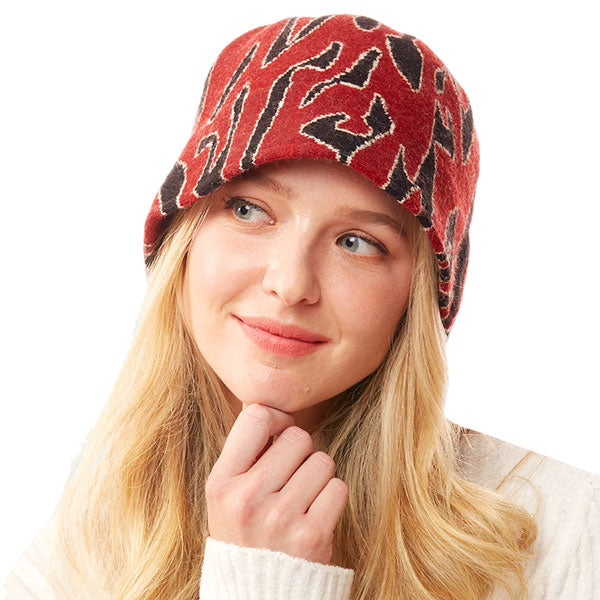 Burgundy Animal Patterned Soft Fabric Bucket Hat. Show your trendy side with this chic animal print hat. Have fun and look Stylish. Great for covering up when you are having a bad hair day, perfect for protecting you from the sun, rain, wind, snow, beach, pool, camping or any outdoor activities.