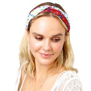 Burgundy Aztec Patterned Twisted Headband, With a beautiful Aztec pattern, this headband creates a natural look when your color perfectly matches the easy-to-use twist headband. Adds a super neat and trendy twist to any boring style. Be the ultimate trendsetter wearing this chic headband with all your stylish outfits! 