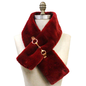 Burgundy Faux Fur Leather Pull Through Scarf, accent your look with this soft, highly versatile plaid scarf. A rugged staple brings a classic look, adds a pop of color & completes your outfit, keeping you cozy & toasty. Perfect Gift Birthday, Holiday, Christmas, Anniversary, Valentine's Day