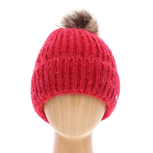 Burgundy Faux Fur Pom Pom Cuffed Single Layered Beanie Hat, Before running out the door into the cool air, you’ll want to reach for this toasty beanie to keep you incredibly warm. Whenever you wear this beanie hat, you'll look like the ultimate fashionista. Accessorize the fun way with this single layered pom pom hat which gives you the autumnal touch that you need to finish your outfit in style. Perfect Gift for Birthdays, Christmas, holidays, anniversaries, Valentine’s Day, etc. 