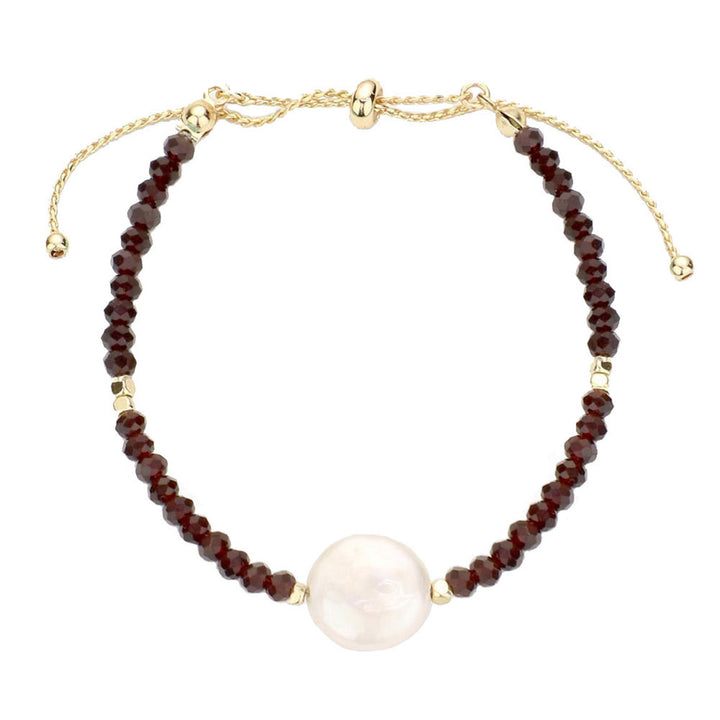 Burgundy Freshwater Pearl Accented Faceted Beaded Bracelet, Get ready with these Magnetic Bracelet, put on a pop of color to complete your ensemble. Perfect for adding just the right amount of shimmer & shine and a touch of class to special events. Perfect Birthday Gift, Anniversary Gift, Mother's Day Gift, Graduation Gift.