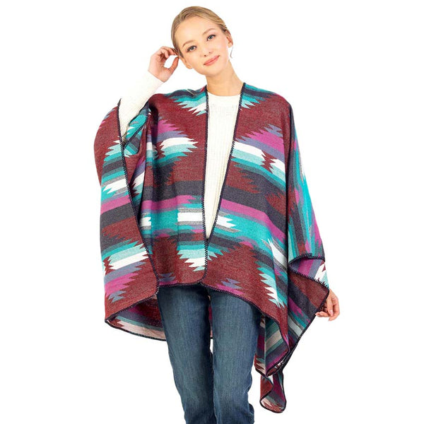 Burgundy Navajo Pattern Winter Cape, is beautifully designed with Navajo Pattern that amps up your beauty to a greater extent. It enriches your attire with the perfect combination. Lightweight and Breathable Fabric. Comfortable to Wear and very easy to put on and off. Suitable for Weekend, Work, Holiday, Beach, Party, Club, Night, Evening, Date, Casual and Other Occasions in Spring, Summer, and Autumn. Perfect Gift for Wife, Mom, Birthday, Holiday, Anniversary, Fun Night Out.