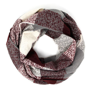 Burgundy Plaid Boucle Warm Comfy Winter Infinity Scarf. Accent your look with this soft, highly versatile plaid scarf. A rugged staple brings a classic look, adds a pop of color & completes your outfit, keeping you cozy & toasty. Perfect Gift Birthday, Holiday, Christmas, Anniversary, Valentine's Day