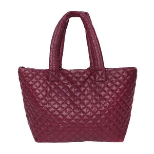 Burgundy Quilted Padded Puffer Tote Bag, has plenty of room to carry all your handy items with ease. Trendy and beautiful bag that amps up your outlook while carrying. Great for different activities including quick getaways, holidays, Shopping, beach, or even going outdoors! This tote bag features a top zipper closure for security that makes your life easier and trendier. Its catchy and awesome appurtenance drags everyone's attraction to you. 