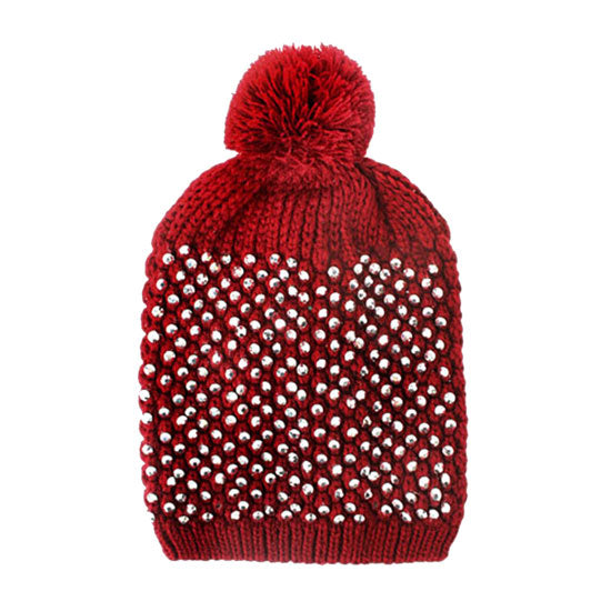 Burgundy Silver Studded Acrylic Pom Beanie Hats, Accessorize the fun way with this pom pom beanie hat, the autumnal touch you need to finish your outfit in style. Awesome winter gift accessory! Perfect Gift Birthday, Christmas, Holiday, Anniversary, Valentine’s Day, Loved One.